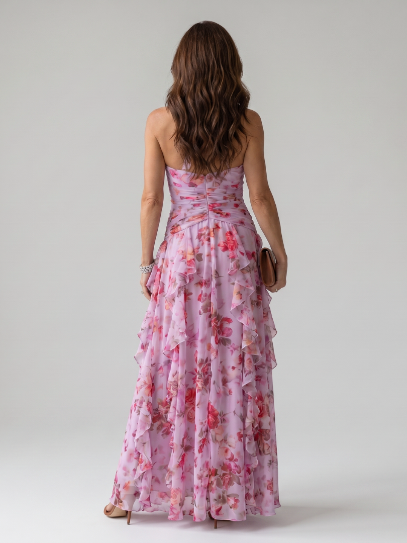 Nori™ Halter Neck Ruched Bodice Floral Maxi Dress