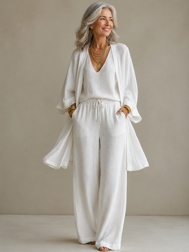 ELENA | THREE-PIECE LINEN BLEND SET