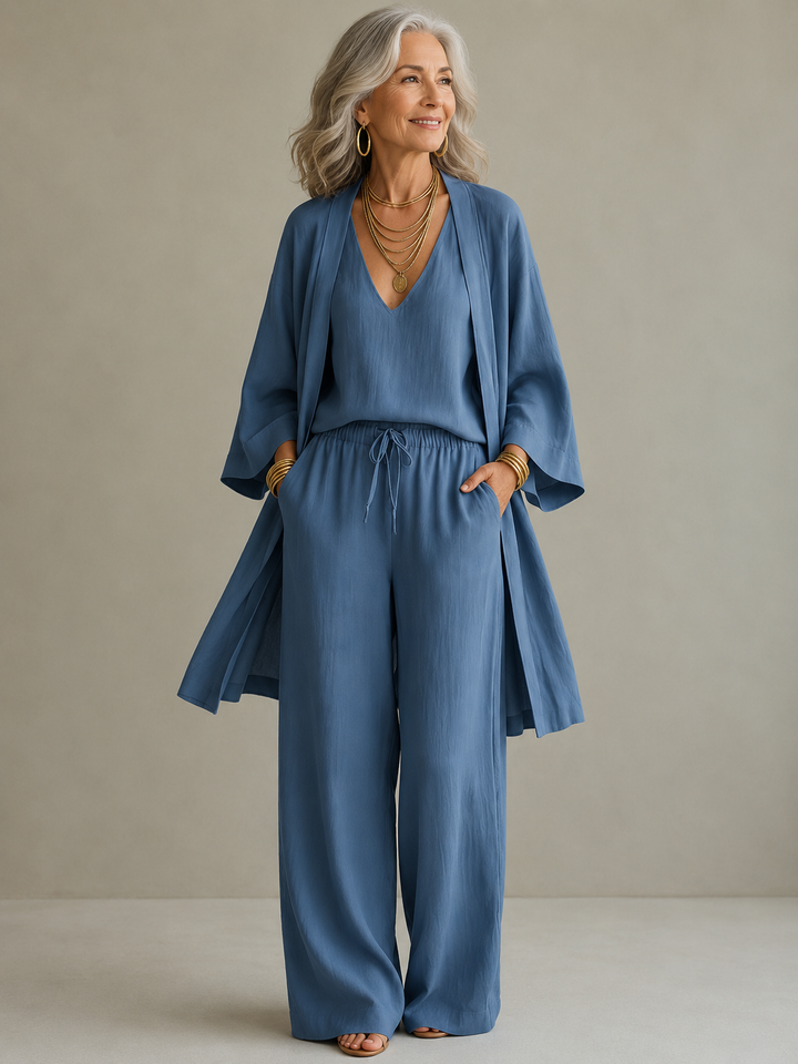 ELENA | THREE-PIECE LINEN BLEND SET