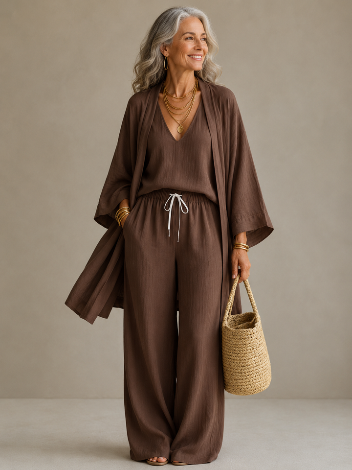 ELENA | THREE-PIECE LINEN BLEND SET