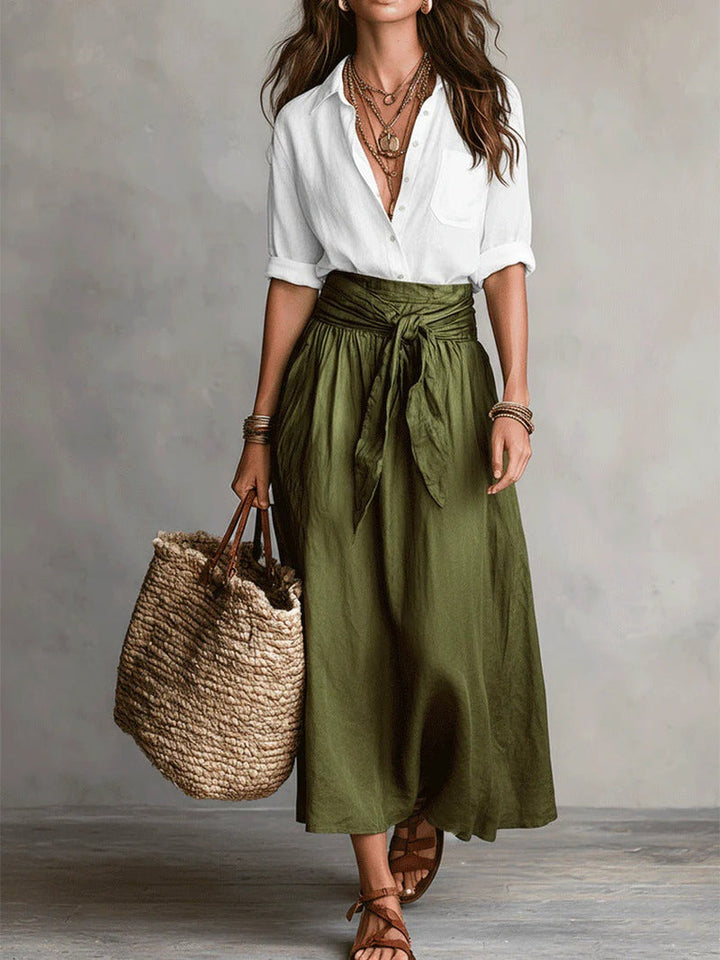 RIVER | SHIRT & MIDI SKIRT SET