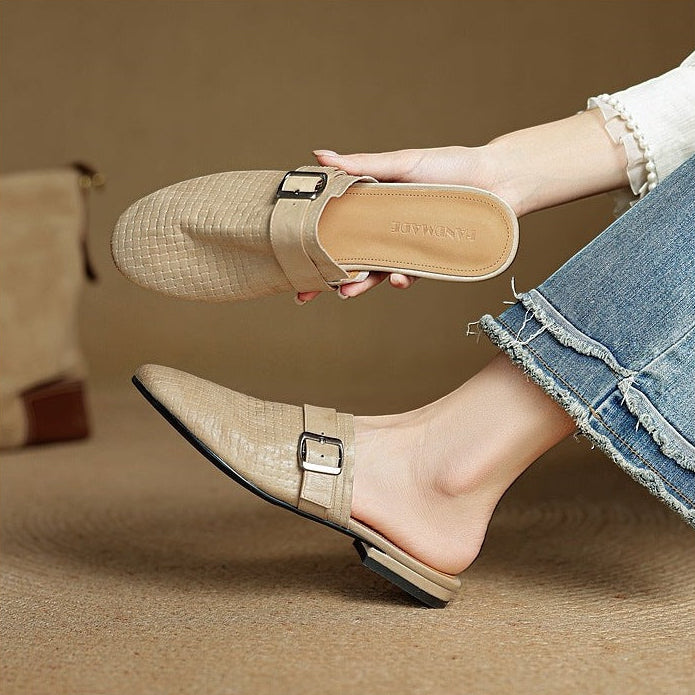 Cassie Genuine Leather Mules