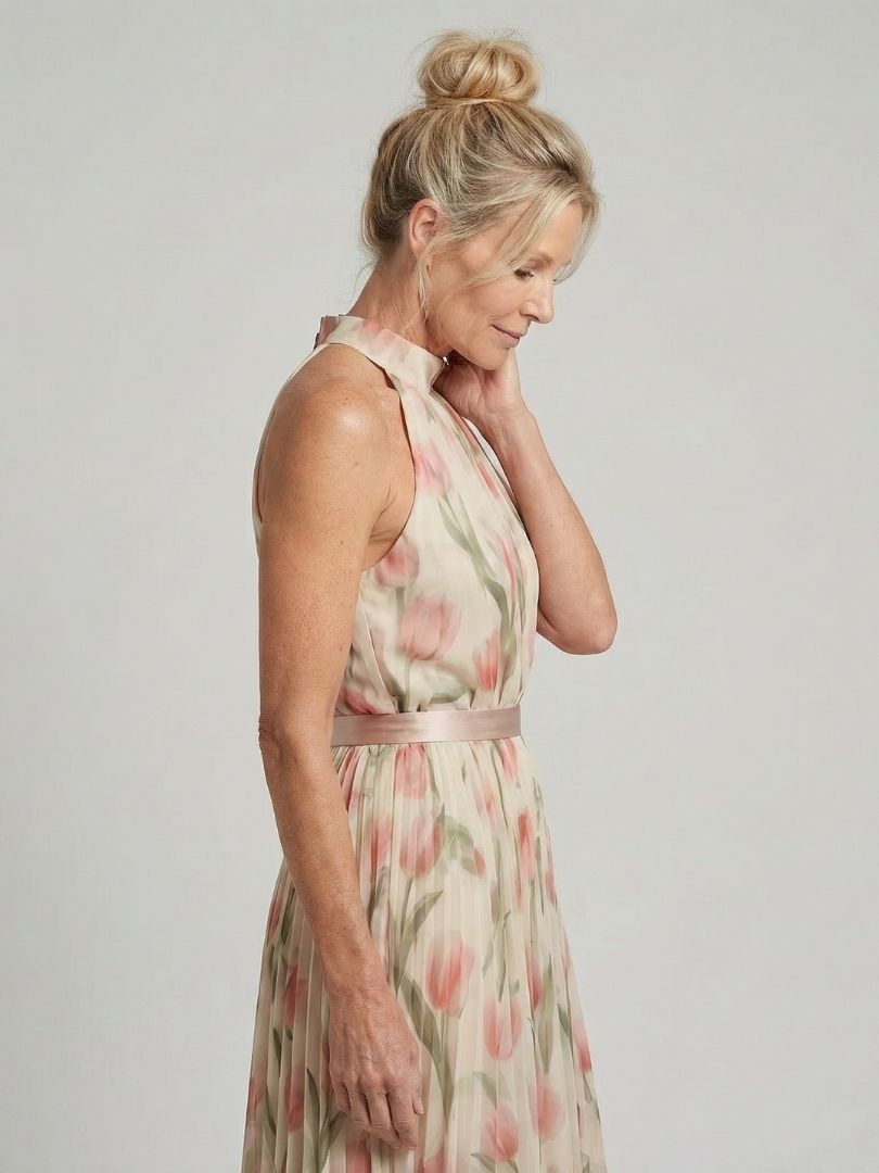 Aurelle™ Halter Neck Floral Midi Dress