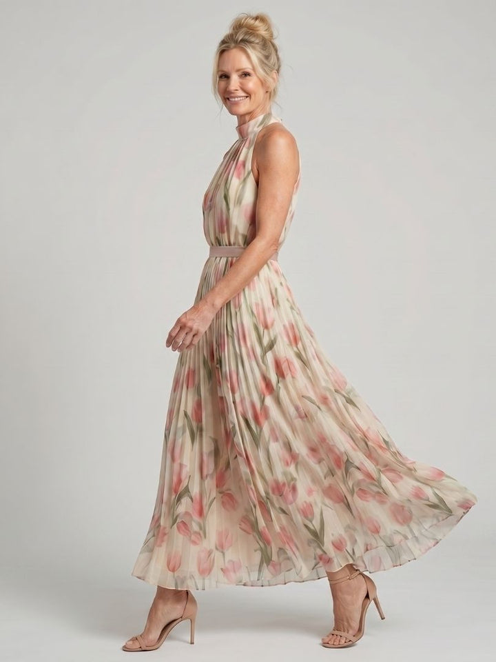 Aurelle™ Halter Neck Floral Midi Dress