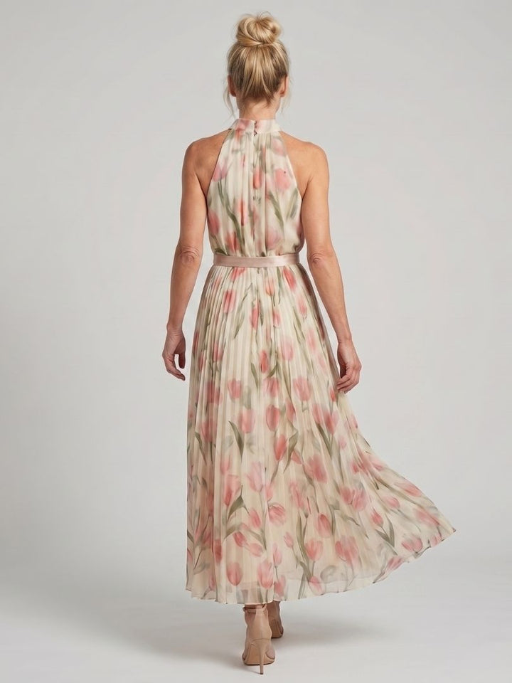Aurelle™ Halter Neck Floral Midi Dress