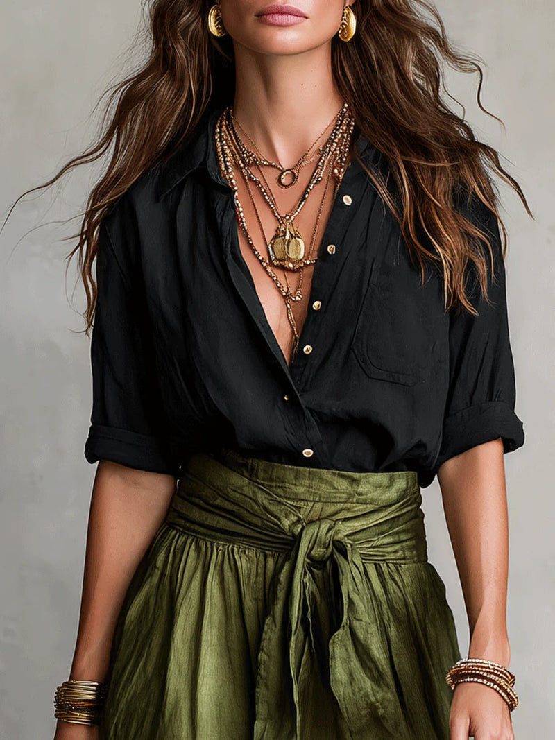 RIVER | SHIRT & MIDI SKIRT SET
