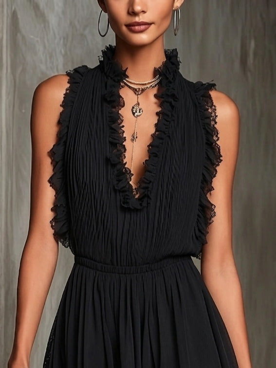 ALESSIA | RUFFLE TRIM MINI JUMPSUIT