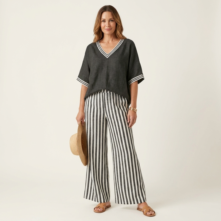 JULIANA | STRIPED LINEN TWO-PIECE SET